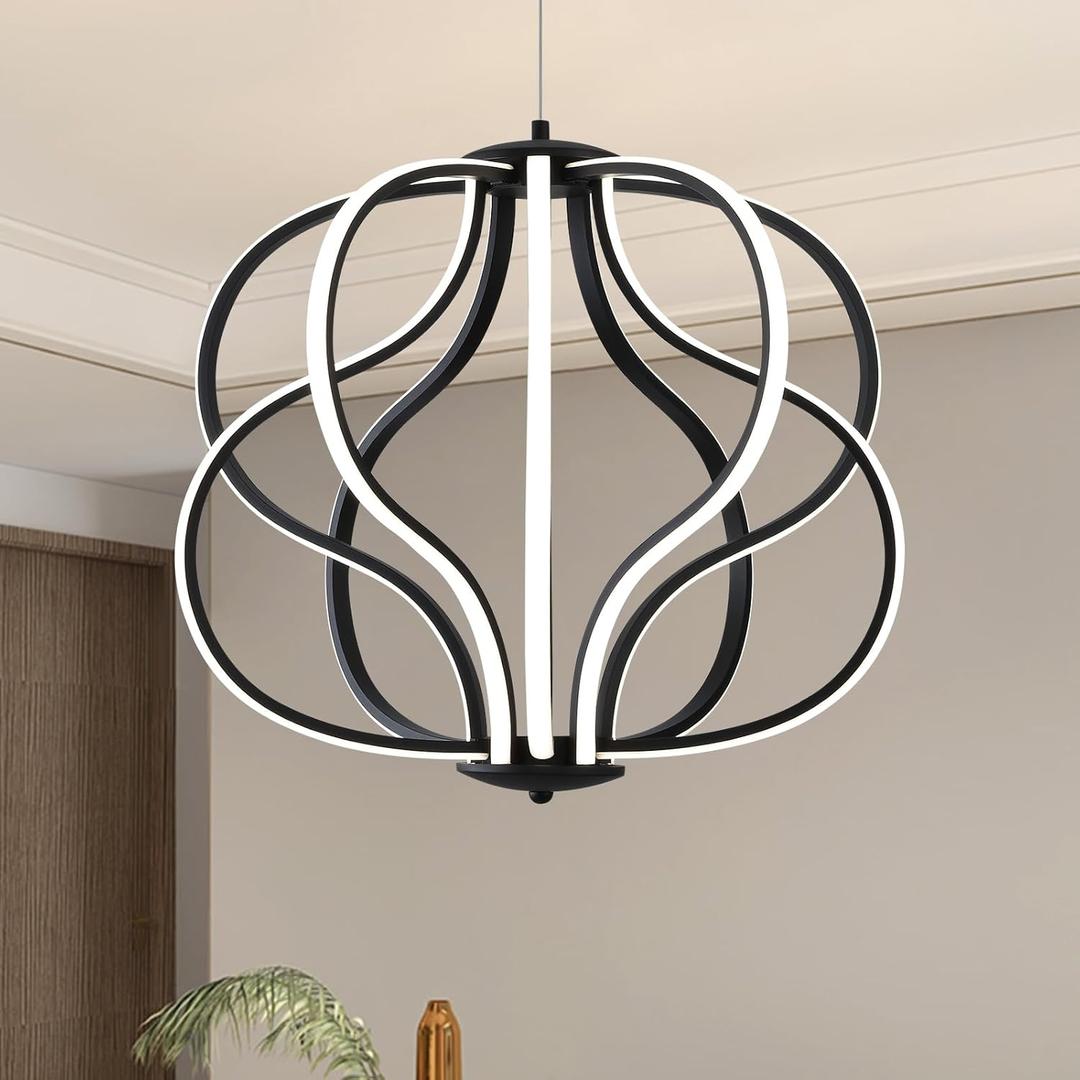 Modern LED ChandelierBlack Adjustable Hanging Chandelier Easy to Install, Suitable for Foyer, Dining Room, Living Room, Bedroom(Black, 10 Light-MAX)