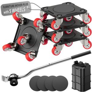 ONEON Heavy Duty Furniture Movers with Wheels Dolly with Auxiliary Lifter, All-New Upgraded Carbon Steel Panels & 360-Wheeled Casters, Supports up to 1100 lbs (M)
