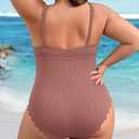 Charmo Plus Size Swimsuit for Women 2026 Tummy Control Scalloped Ribbed One Piece Swimsuits Ruched Modest Bathing Suit (Pink, XXL)
