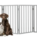 PETMAKER Pet Gate Dog Gate for Doorways, Stairs or House Freestanding, Folding, Accordion Style, Wooden Indoor Dog Fence (4 Panel, Gray)