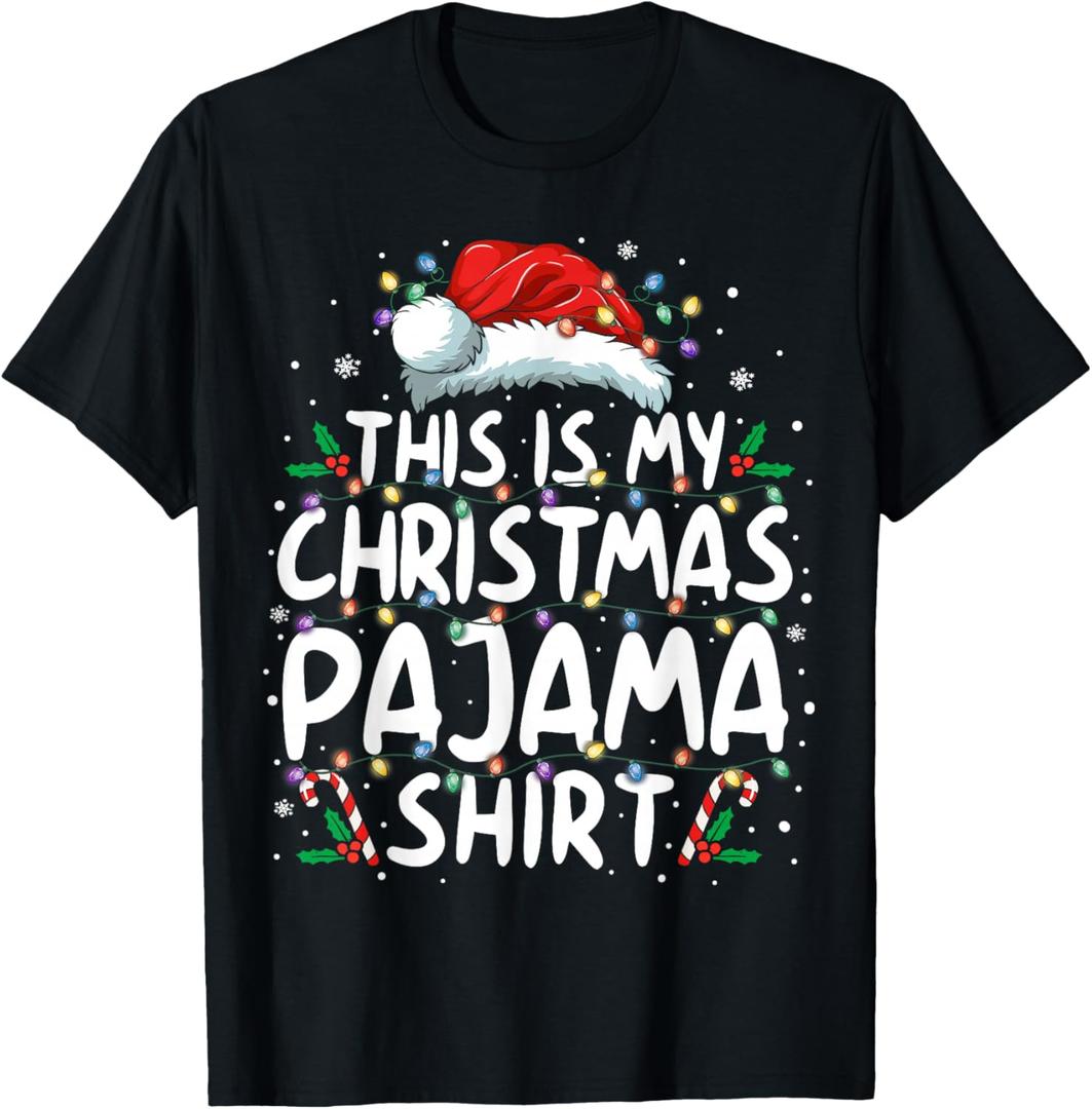This is My Christmas Pajama Shirt Funny Xmas PJs Men Women T-Shirt, Size S