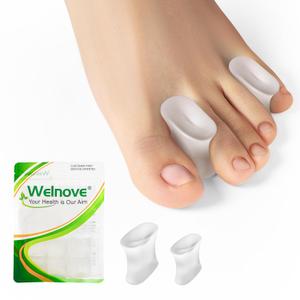 Welnove Upgraded Gel Toe Separators  8-Pack Aloe Vera Extract Infused Silicone Toe Spacers for Straightening Overlapping Toes, Calluses  Bunion Corrector for Men and Women (Multi-Size, Clear)