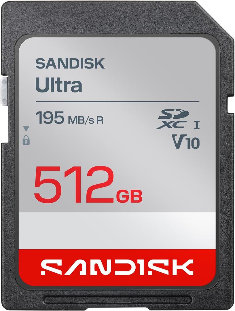 SANDISK 512GB Ultra SDHC UHS-I Card and SDXC UHS-I Card - Up to 195MB/s Read Speed, Full HD Video, V10, U1, C10 - SDSDUVQ-512G-GN6IN
