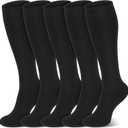 FuelMeFoot Warm Knee High Socks For Men - Thermal Cotton Socks For Hiking, Work, Winter, Gifts (One Size, 02 Black)