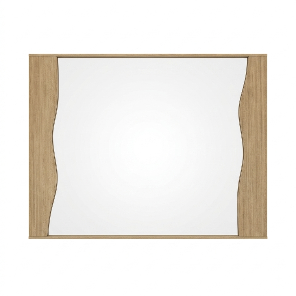 Mirror Brown Wood Outline Top and Bottom 29x32 Inches - Stuff's