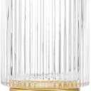 DASITON Makeup Brush holder Organizer,Crystal Cosmetic Makeup Brush Glass Brushes Storage Holder, Vintage Make Up Brush Cup Pen Pencil Holder striped vase(Clear L)