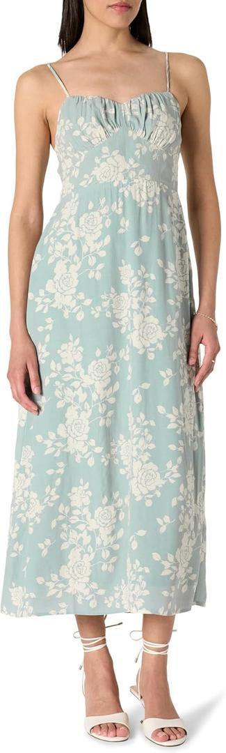 The Drop Women's Linea Spaghetti Strap Maxi Dress with Front Slit (Medium, Iceberg Linear Floral) The Drop Women's Linea Spaghetti Strap Maxi Dress with Front Slit (Medium, Iceberg Linear Floral)