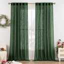 MIULEE Emerald Green Linen Curtains 120 Inches Long for Bedroom Living Room, Christmas Soft Thick Linen Textured Window Drapes Semi Sheer Light Filtering Back Tab Rod Pocket Burlap Look, 2 Panels, Emerald Green