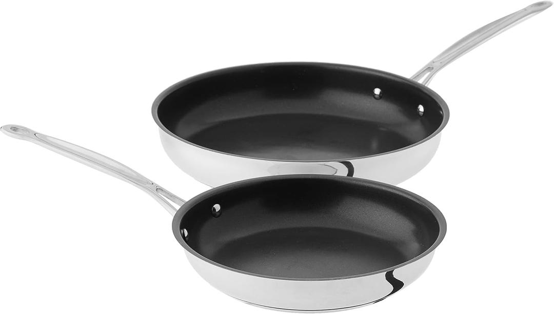 Cuisinart Chef's Classic Stainless Nonstick 2-Piece 9-Inch and 11-Inch Skillet Set - Black And Silver (2-Pack, Black And Silver|Stainless)