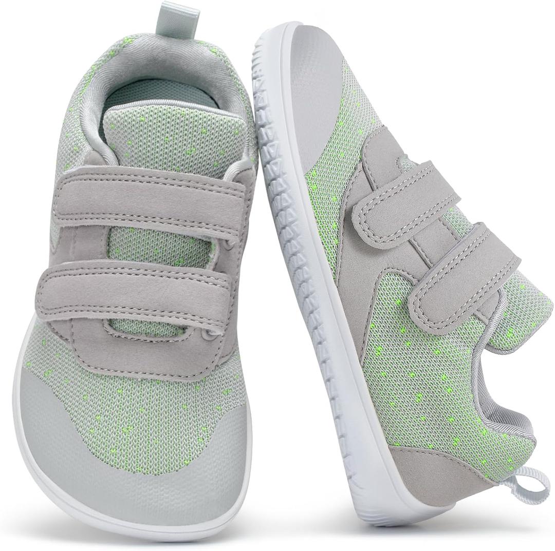 Kids Slip On Barefoot Toddler Boys/Girls Wide Toe Box Sneakers Zero Drop Minimalist Outdoor Activities Walking Running Shoes (Grey)