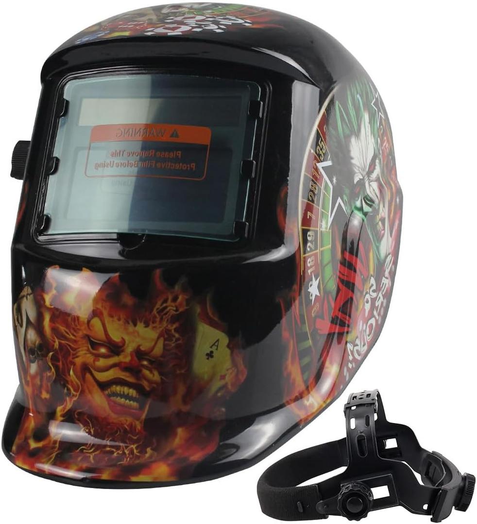 Auto Darkening Welding Helmet, Solar Powered Welding Hood with Adjustable Shade 4/9-13 for Tig Mig Arc Welder Mask (Casino)
