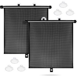 Sfee Car Window Shades for Baby-2 Pack Retractable Side Window Car Sun Shade Blocks UV Rays & Heat for Sun Protection Roller Sunshade Visor Window Shade for Kids,Passengers,Pets (20''x22'')