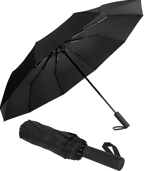 Umbrella for Rain and UV Sun Protection, Compact Portable Travel Car Folding Umbrella, Windproof Lightweight Automatic Open and Close UPF50+ for Men Women 10 Ribs