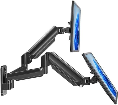 HUANUO Dual Monitor Wall Mount up to 32 inch Screens, Wall Monitor Mount with Gas Springs System, Height Adjustable Tilt, Swivel, Rotate, Computer Monitor Wall Mount Holds 17.6 lbs, VESA 75 or 100mm HUANUO Dual Monitor Wall Mount up to 32 inch Screens, Wall Monitor Mount with Gas Springs System, Height Adjustable Tilt, Swivel, Rotate, Computer Monitor Wall Mount Holds 17.6 lbs, VESA 75 or 100mm