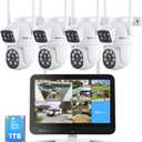 YEEWISE 2K Wi-Fi 6 Wireless Security Camera System with 12" Monitor, Dual Lens WiFi Security Cameras with 360 Pan Tilt & Auto Tracking, 16CH NVR with 1TB HDD, 5G&2.4G WiFi, 24/7 Record,Plug-in Power