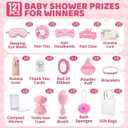 121 PCS Baby Shower Prizes for Winners Gifts Baby Shower Favors including Headband Hair Brush Compact Mirror Bath Sponges Powder Puff Hair Tie Claw Makeup Brushes Gift Bag Bridal Shower (Pink)