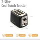 Toastmaster 2-Slice Toaster - Black with Stainless Steel - Kitchen Essential for Sandwich Bread & Breakfast Toast - Toaster with Wide Slots, High Rise Toast Lift & Cool-Touch Exterior