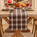 Red White Plaid Christmas Table Runner, Winter Holiday Table Runners 108 inches Long Xmas Decorations Indoor Outdoor Farmhouse Home Kitchen Dining Party Decor (13x107")