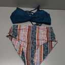 ZAFUL Twist High Waisted Bikini for Women Cross Lace Up Bathing Suit Ruched Bikini Swimsuits Tummy Control Swimwear (L)