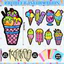 Eersida 32 Sets Summer Craft Set, Summer Ice Cream DIY Stained Glass Tissue Paper Kits SunCatcher Kits for Window Activities Art Home Boys Girls Birthday Party Decorations Favors Gift