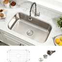 30 Inch Undermount Kitchen Sink Deep Stainless Steel, 30"D × 18"W × 9"H