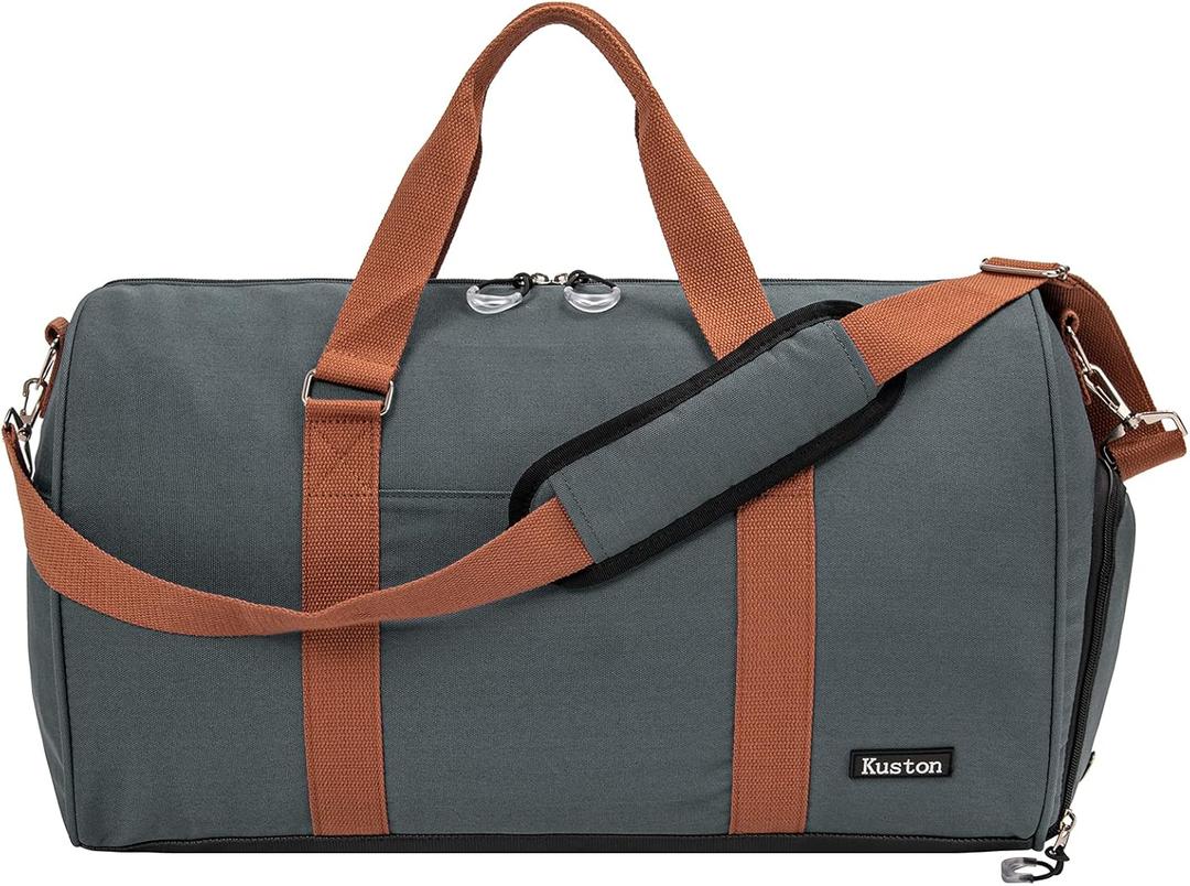 Kuston Sports Gym Bag with Shoe Compartment&Wet Pocket,Travel Duffel bag,Weekend Bag,Workout Bag Suitable for Men and Women (dark grey)