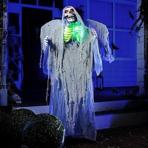 JOYIN 67" Halloween Decorations Outdoor, Life Size Animatronics Grim Reaper, Sound-Actived Haunted House Props Decors with Creepy Sound for Garden Yard Lawn Outside Indoor