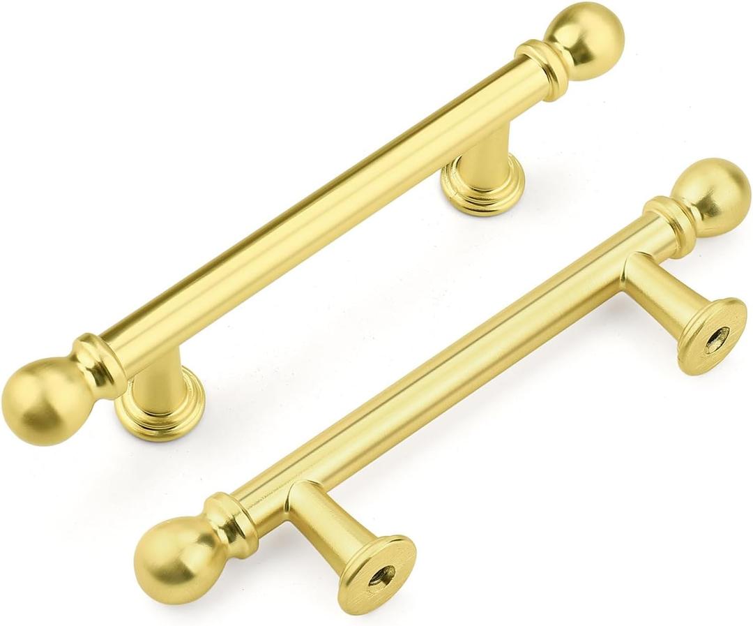 Orger 5 Pack 3 Inch(76mm) Gold Cabinet Pulls Heavy Duty,Kitchen Cabinet Handles Hardware Zinc Alloy,Vintage Handles for Bathroom Dresser Drawer