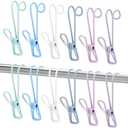 Sekonow 12 Pack Clothes Pins with Hooks, Hanging Clips Anti Rust Metal Laundry Hooks, Multifunctional Hanger Clips for Towels Socks Outdoor Clothesline Closet