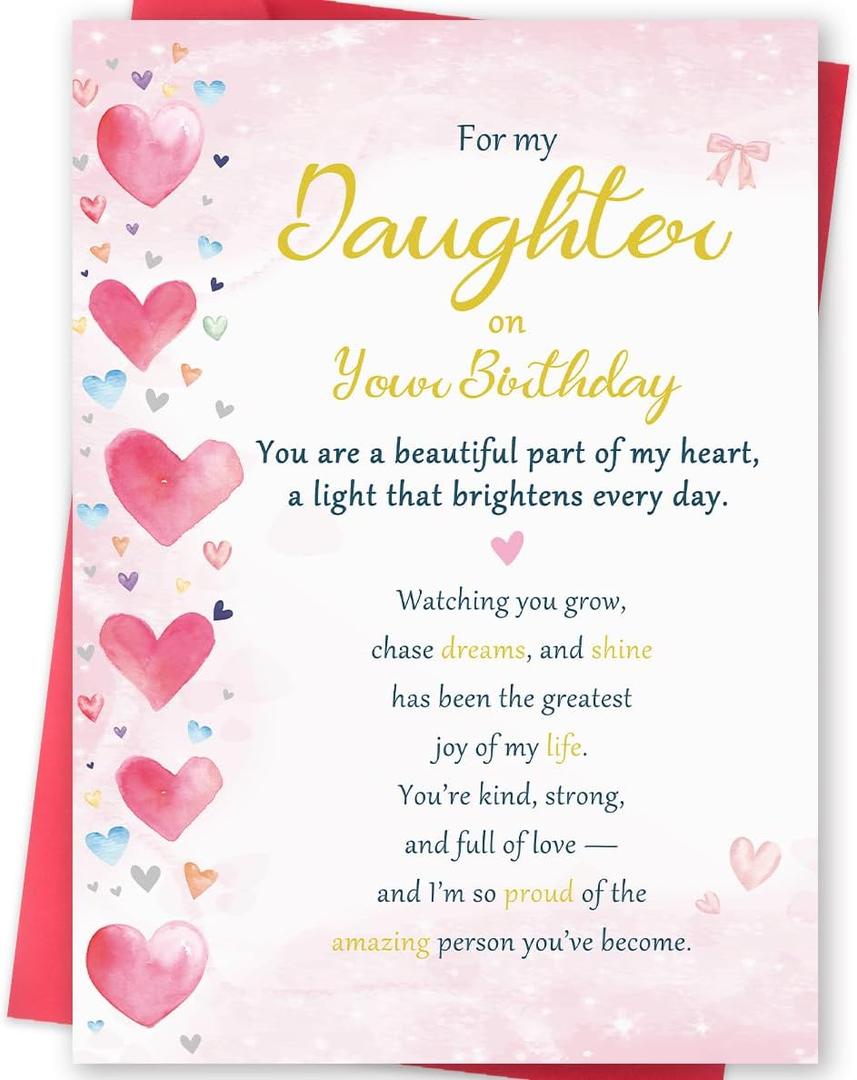 6 x Daughter Birthday Card, 5x7 inches