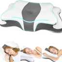 CHxxy Memory Foam Pillows, Cervical Pillow for Neck and Shoulder Pain Relief, Ergonomic Contour Bed Pillow, Soft for Side Sleep Stomach Sleeping and Back Sleeper-Queen Size&Grey