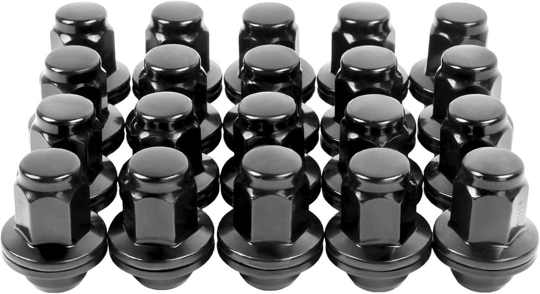 M14x1.5 Lug Nuts Set of 20 Compatible with Sequoia Landcruiser Tundra Lexus LX Black 7/8 22mm Hex Mag Washer Lug Nuts 1.85 Inch