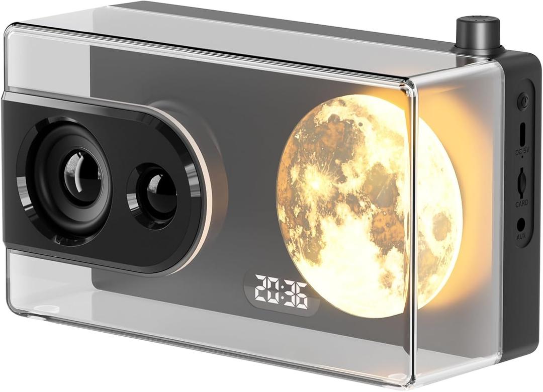 COLSUR Portable Bluetooth Speaker with Lights, 18W Portable Wireless Speakers with Subwoofer, Alarm Clock, Stereo Loud Sound, Deep Bass, AUX&TF-Card Input, Bluetooth 5.3, TWS Paring (Black)