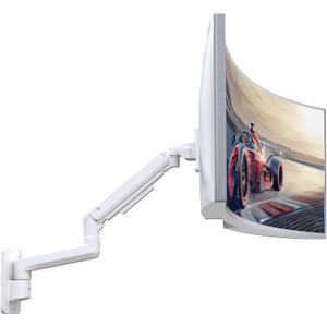 Monitor Wall Mount for 17-49 Inch Ultrawide Monitors, Single Monitor Arm Holds 4.4-44 lbs Screens, Adjustable Premium Aluminum Wall Mount with Max VESA 100x100 for Samsung Odyssey G9 and More, White