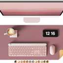 YSAGi Double-Sided Desk Pad, Leather Desk Mat, Eco Cork Desk Pad Protector, Large Mouse Pad for Desk, Waterproof Desk Blotter Pad, Desk Writing Pad for Office Work&Home(23.6"x13.7",Cork+Dark Pink)