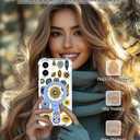 for iPhone 17 Case Magnetic Clear Design,Compatible with MagSafe,Kickstand Vertical/Horizontal,Shockproof Airbag Bumpers Phone Cover - Blue Evil Eyes