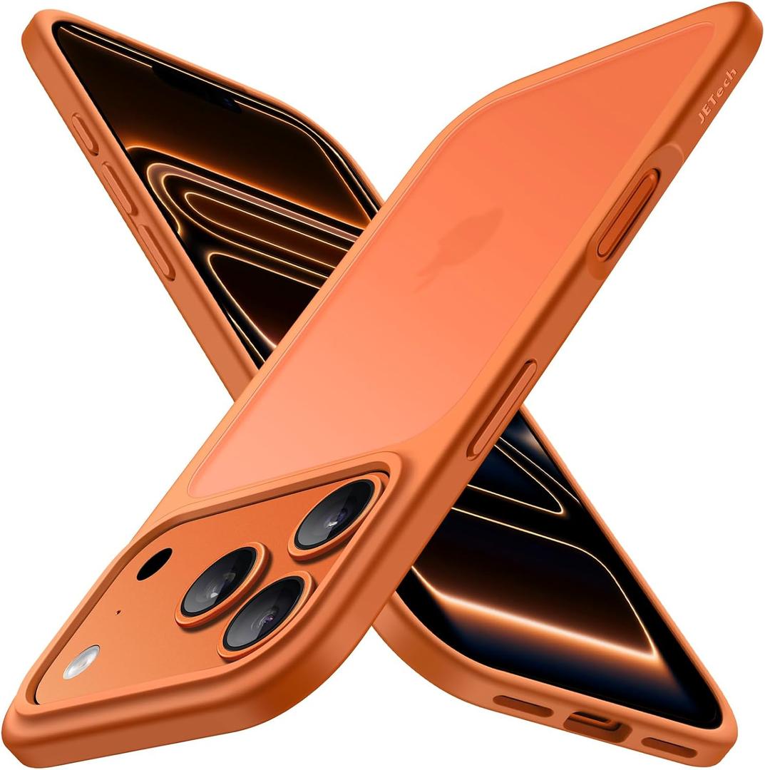 JETech Matte Case ONLY for iPhone 17 Pro Max 6.9-Inch, Shockproof Military Grade Drop Protection, Frosted Translucent Back Minimalist Phone Cover, Anti-Fingerprint (Orange)