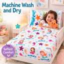 Everyday Kids Toddler Fitted Sheet and Pillowcase Set -Undersea Mermaids Adventure- Soft Breathable Microfiber Toddler Sheet Set