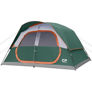CAMPROS CP Upgraded 6/8 Person Camping Tents, Waterproof Windproof Family Tent with Larger Mesh Windows & Door, Double Layer, Easy Set Up, All-Season Dome Tent with Top Rainfly & Carry Bag