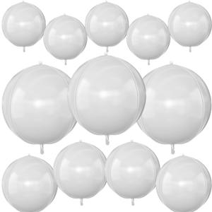12Pcs Matte White Round Foil Balloons, 22" 15" 10" 4D Helium Ball Balloon, White Foil Balloon for Birthday Graduation Wedding Anniversary Baby Shower Engagement Bridal Shower Party Decorations