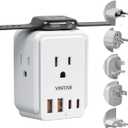 European Travel Plug Adapter Kit, VINTAR International Power Adapter for Apple Watch Charger with 3 AC Outlets 4 USB Ports (2 USB C), Type A/C/G/E/F/L Detachable Plugs, US to Europe UK Italy Spain