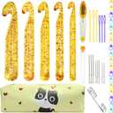 43 Pcs Large Crochet Hooks Set,12mm 15mm 18mm 20mm 25mm Large Crochet Hooks for Chunky Yarn,Plastic Crystal Smooth Big Crochet Needles for Handmade DIY Crochet with Storage Bag (Yellow)