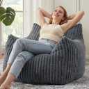 Giant Bean Bag Chairs for Adults Teens with Filling Large Fluffy Bean Bag Chair with Armrests Plush Comfy BeanBag Couch Sofa Chair for Bedroom Living Room Reading