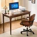 Natural Solid Wood Desk with Drawers,Mid Century Modern Real Wood 40" Writing Desk,Home Bedroom Computer Office Workstation Desks,Small Spaces,Walnut Color, 39.37"22.05"