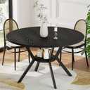 Black Dining Table for 2-4, 42 Inch Round Kitchen Table with Storage, Wooden Circle Dinner Table with Metal Legs, Rustic Mid Century Modern Dining Room Tables for Kitchen, Living Room, Dining Room