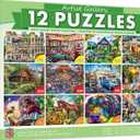 MasterPieces 12 Pack Jigsaw Puzzles for Adults, Family, Or Kids - Artist Gallery 12-Pack Bundle - 500, 300, and 100 Piece Puzzles