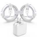 [MFi Certified] iPad iPhone Charger Fast Charging Block with 2-Pack 6.6FT USB to Lightning Cable iPad Charging Cord 12W Foldable Portable Wall Plug Charger for i Pad 9th, 8th,i Pad Pro/Air/Mini,iPhone