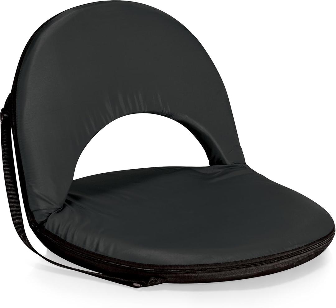 PICNIC TIME Oniva Portable Reclining Stadium Seat with Back Support, Folding Bleacher Chairs with Back and Cushion, Thick Padded Bench Seat and Armrest, Includes Six Backrest Positions (Black)