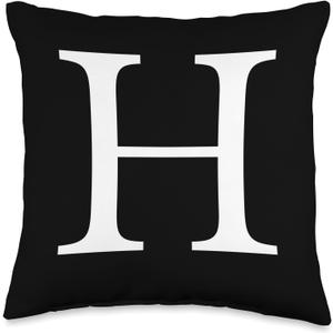 Cute & Classy Black White Monogram Letter H Throw Pillow (16x16)