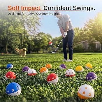 Full Choice 40 Pack Practice Golf Balls – Limited-Flight Training Balls with High-Visibility Colors, Wear-Resistant Soft Plastic Design for Indoor and Outdoor Swing Practice,20 Yellow & 20 Red